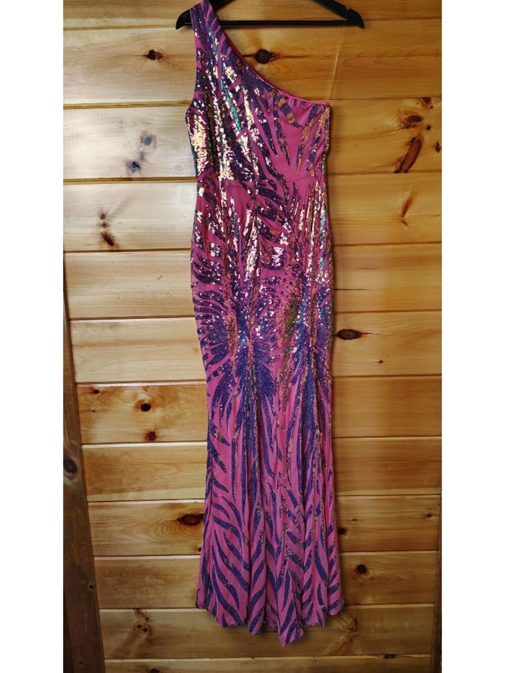 NEW Giffniseti Sequin Prom/Formal Dress Womens Small Pink Holographic Mermaid - Picture 7 of 17
